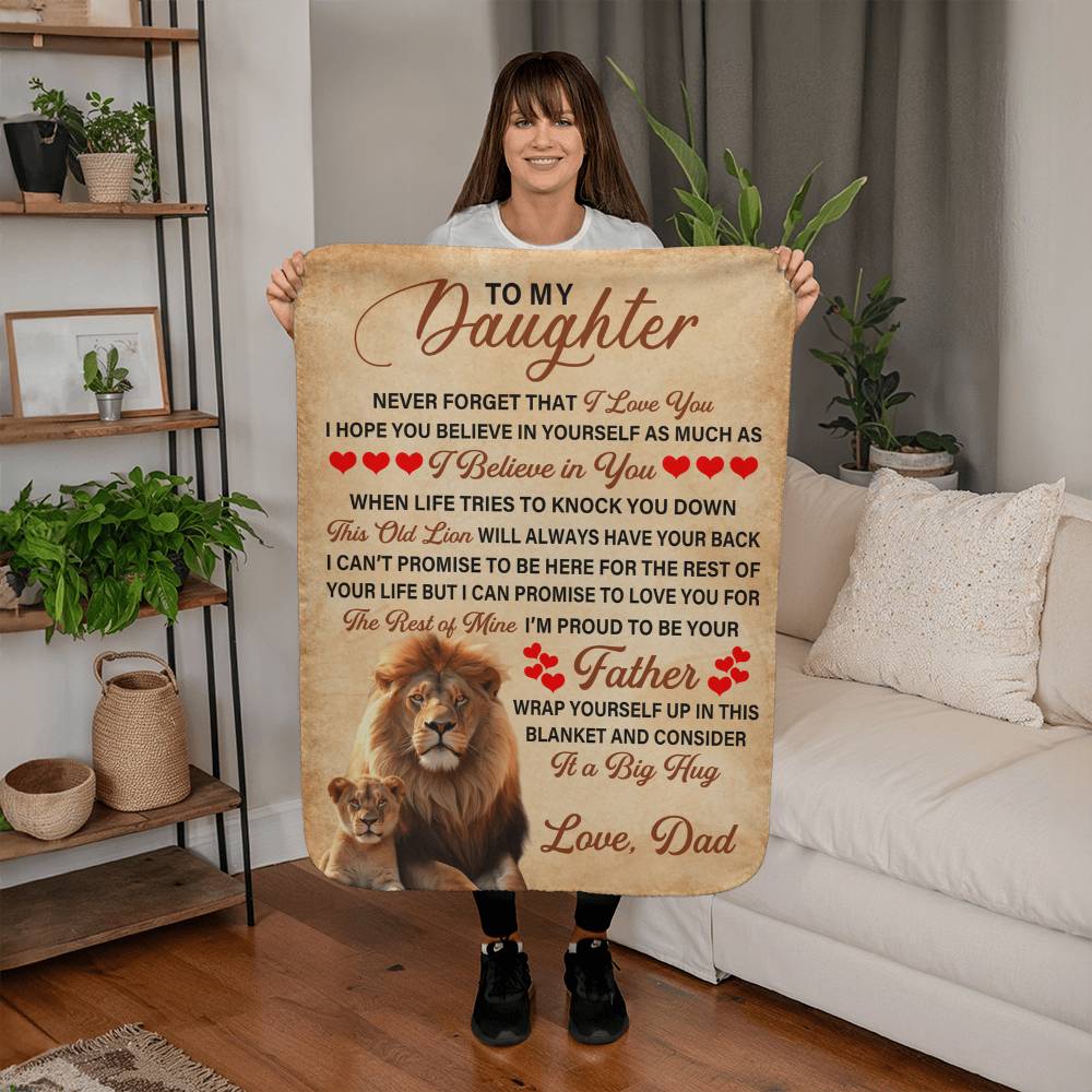 To My Daughter This Old Lion – Sherpa Fleece Blanket